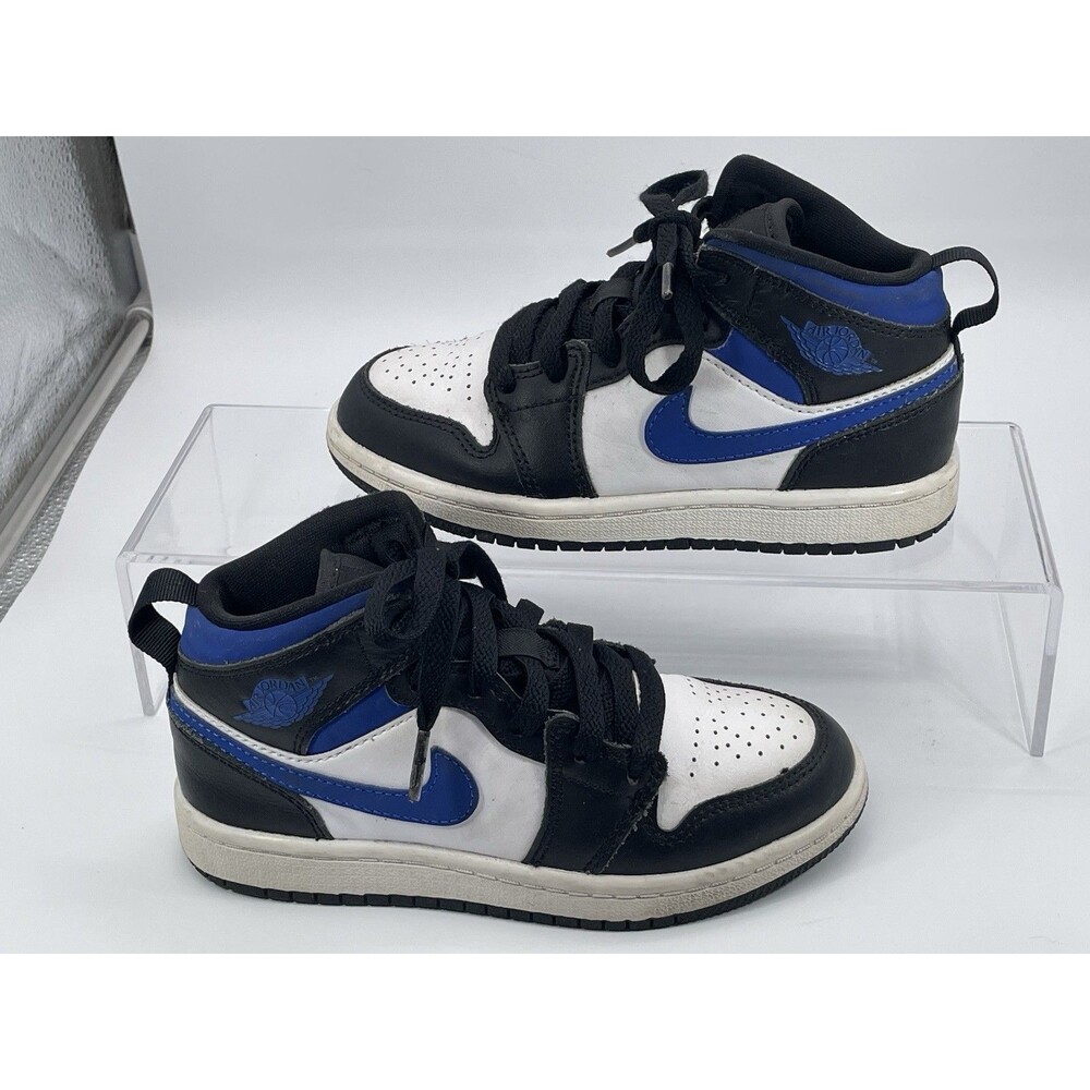 Air Jordan 1 Mid SE Kids GS Black Royal Blue White 12C 640734-140